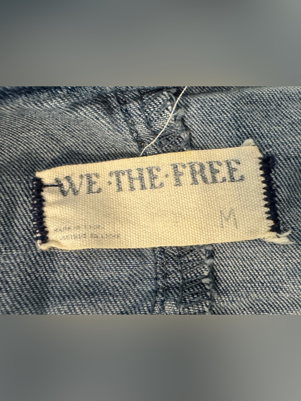 We The Free Sweet Thing Denim Flare Jumpsuit Halter Boho Festival Med *Read* - Picture 12 of 16
